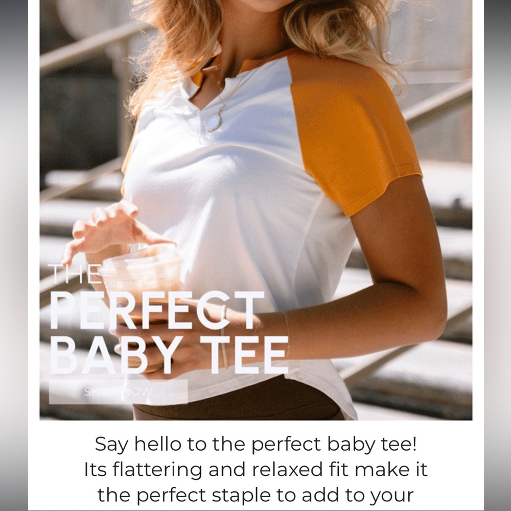 Women's White and Orange Raglan Top